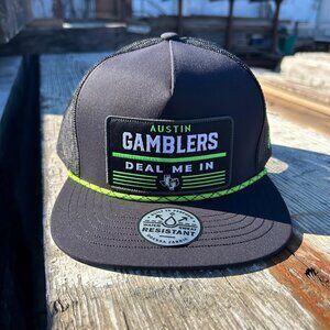 Hooey x Austin Gamblers Black and Neon Green Snapback Cap